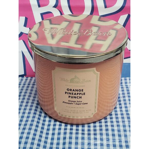 BBW Orange Pineapple Punch Shiny Orange Jar Large 3 Wick Candle Home Fragrance - Picture 1 of 2